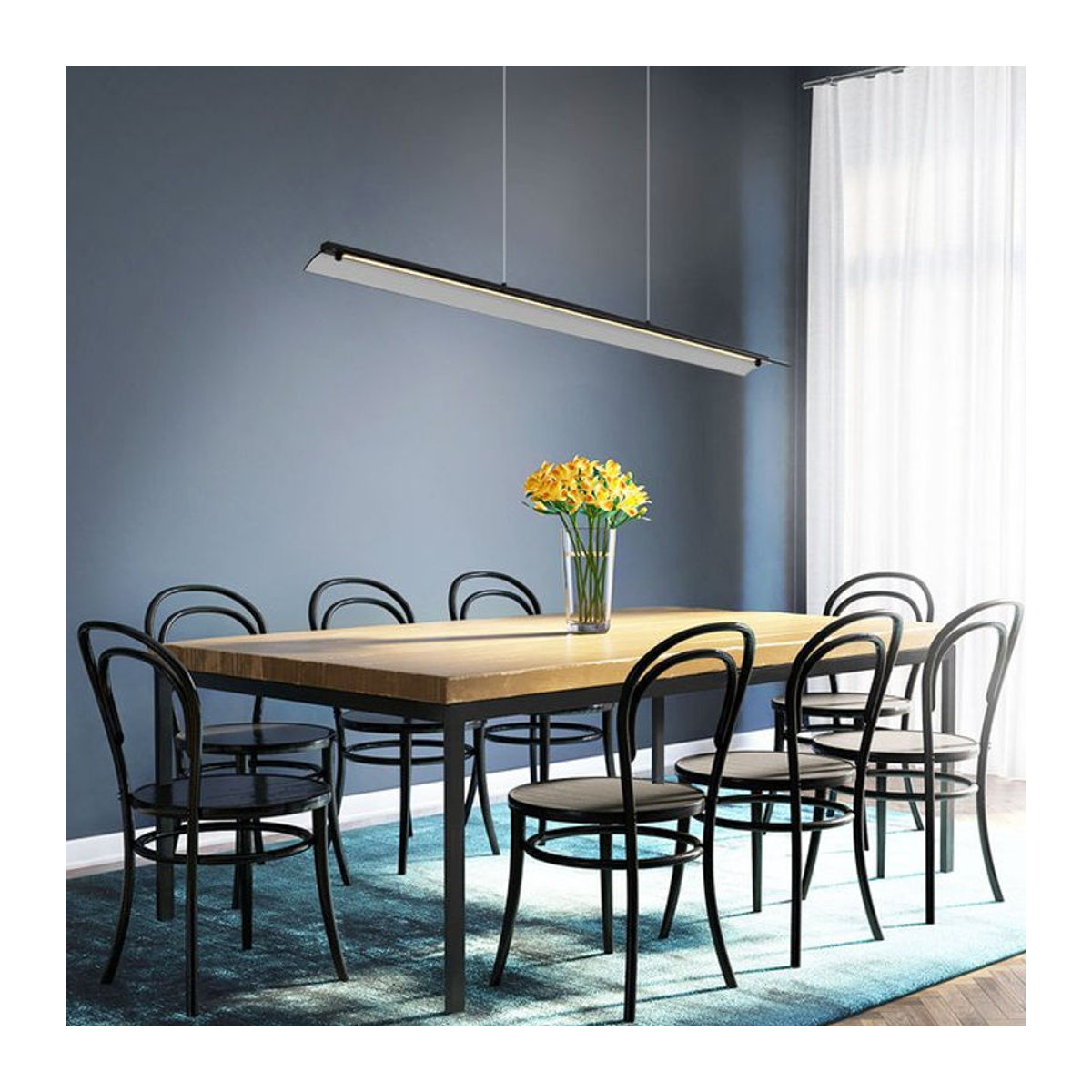 MURIELLA Pendelleuchte Modern Minimalistisch aus Glas und Metall in Schwarz mit warmweißem LED-Licht und verstellbarer Höhe - Bild 1
