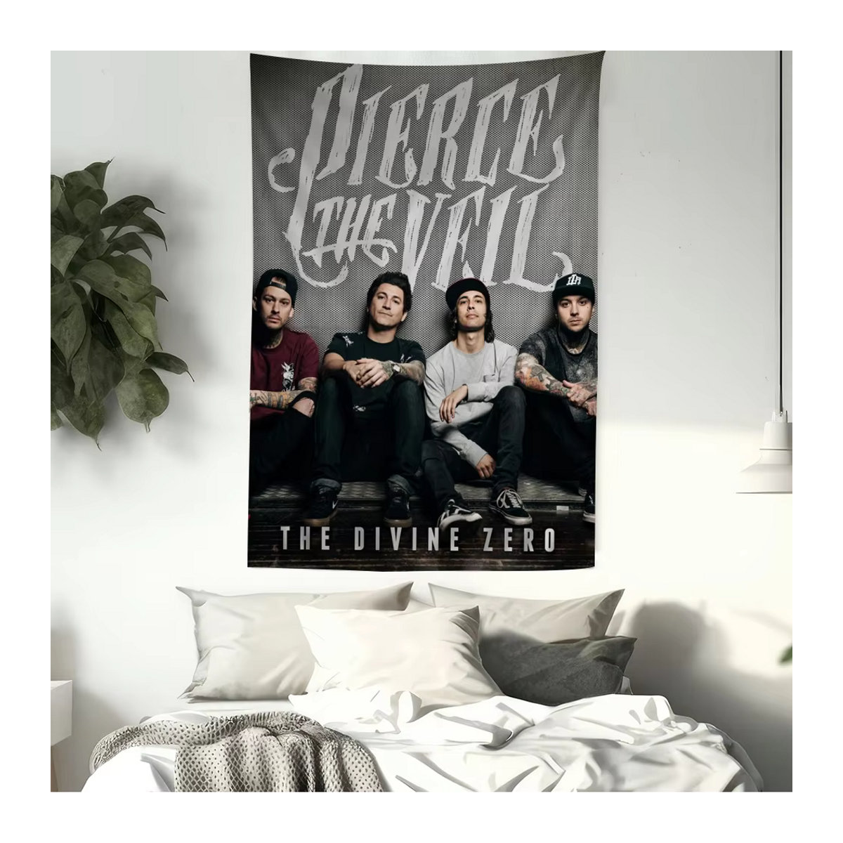 Musikband durchbrechen den Schleier Tapisserie Kunstdruck Science-Fiction Wandkunst Dekor B: 70 cm, H: 70 cm, T: 50 cm - Bild 3
