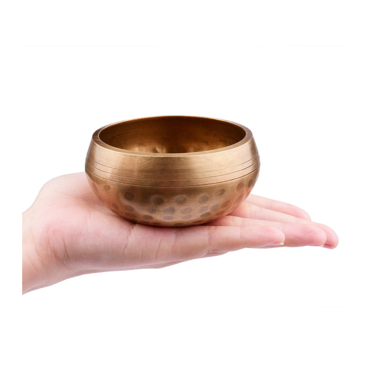 Muslady Tibetisches Klangschalen-Set für Meditation aus Metall in Gold mit Kissen und Holzschlägel, Durchmesser: 8 cm - Bild 11