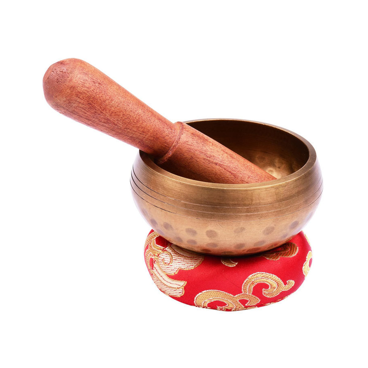 Muslady Tibetisches Klangschalen-Set für Meditation aus Metall in Gold mit Kissen und Holzschlägel, Durchmesser: 8 cm - Bild 2