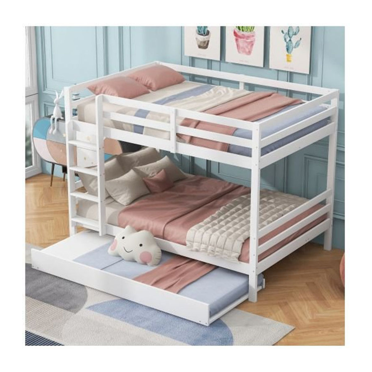 MUVOE Etagenbett als Schlafbank in Weiß mit robuster Kiefer- und Holzwerkstoffkonstruktion, B/L: 140 x 200 cm - Bild 1