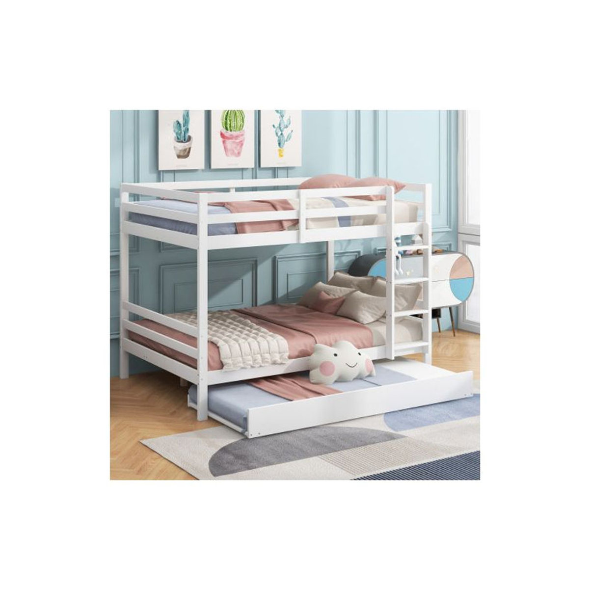 MUVOE Etagenbett als Schlafbank in Weiß mit robuster Kiefer- und Holzwerkstoffkonstruktion, B/L: 140 x 200 cm - Bild 2