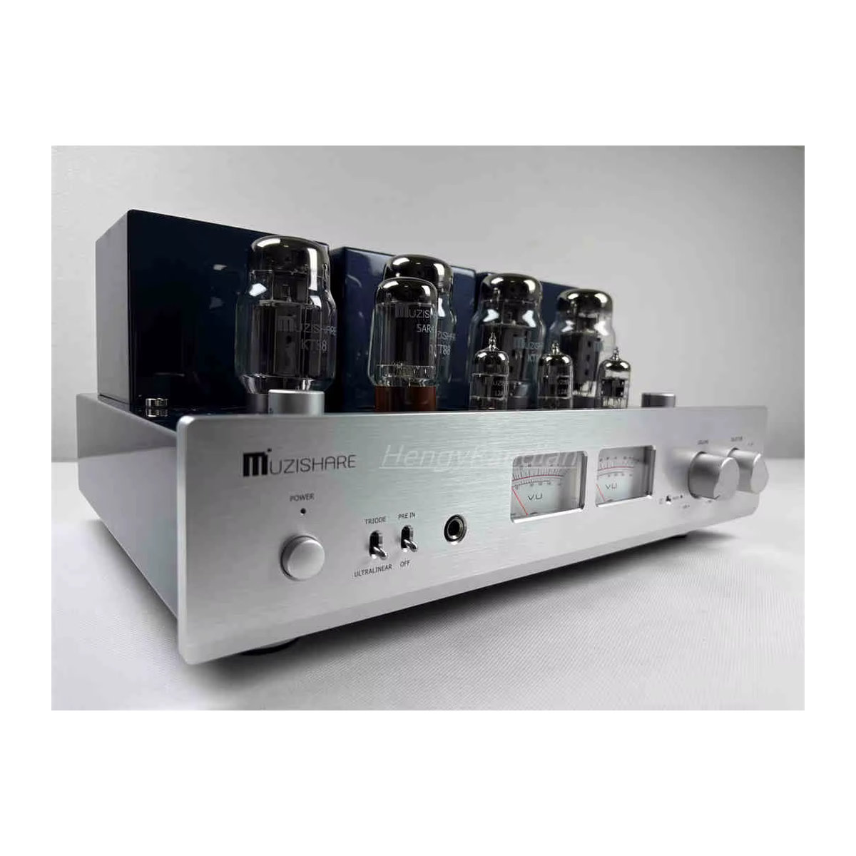 MUZISHARE X7 Elektronenröhren-Leistungsverstärker in Silber mit Fernbedienung, bestückt mit 12AX7, 12AU7, KT88 und 5AR4 Röhren - Bild 2