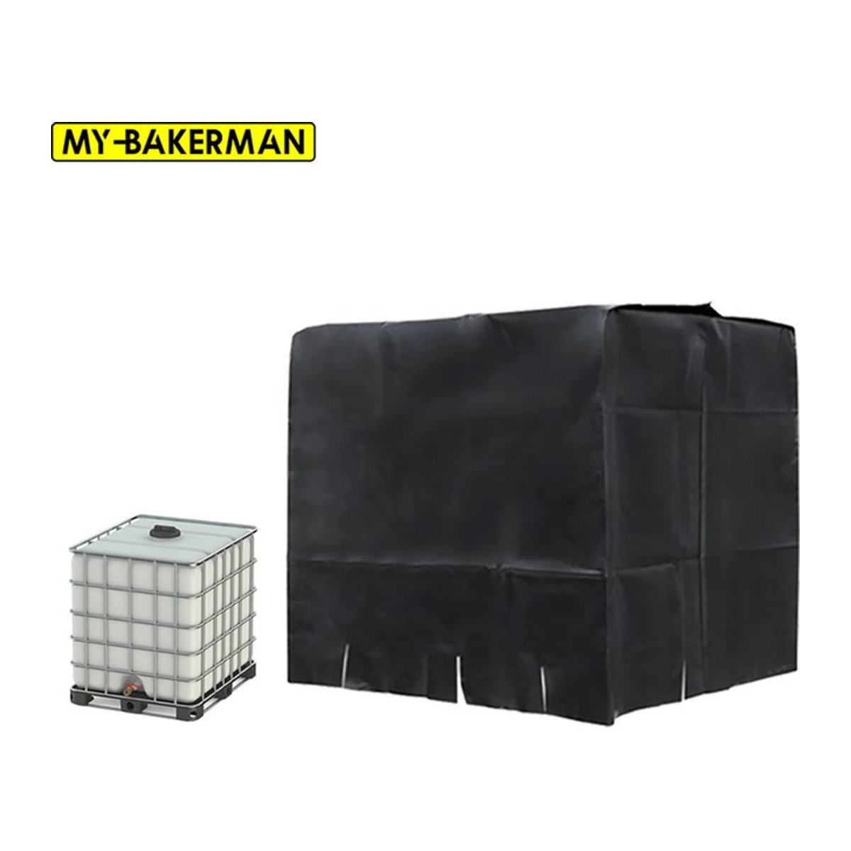 MY·BAKERMAN Schwarze IBC-Wassertank-Schutzhülle für 1000 Liter, wasserdichte Tragetasche für den Außenbereich mit Sonnenschutz und Staubschutz - Bild 1