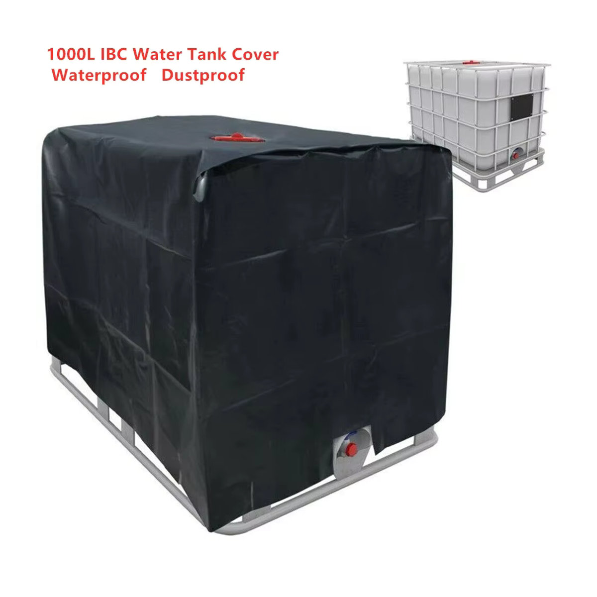 MY·BAKERMAN Schwarze IBC-Wassertank-Schutzhülle für 1000 Liter, wasserdichte Tragetasche für den Außenbereich mit Sonnenschutz und Staubschutz - Bild 3