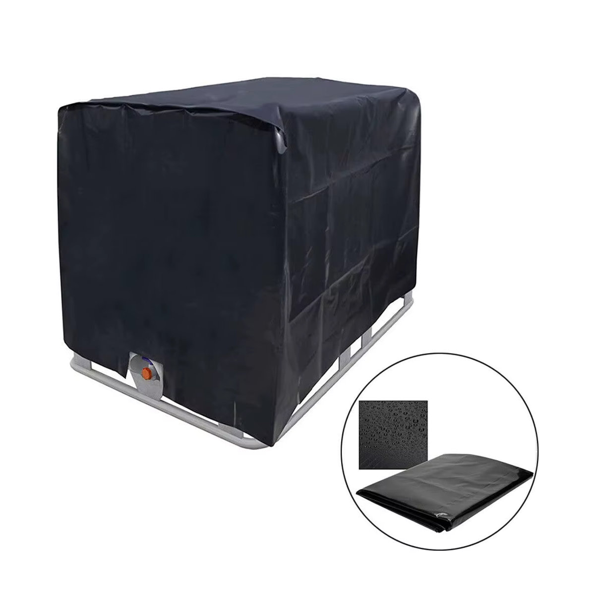 MY·BAKERMAN Schwarze IBC-Wassertank-Schutzhülle für 1000 Liter, wasserdichte Tragetasche für den Außenbereich mit Sonnenschutz und Staubschutz - Bild 4