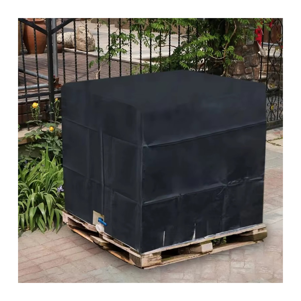 MY·BAKERMAN Schwarze IBC-Wassertank-Schutzhülle für 1000 Liter, wasserdichte Tragetasche für den Außenbereich mit Sonnenschutz und Staubschutz - Bild 6