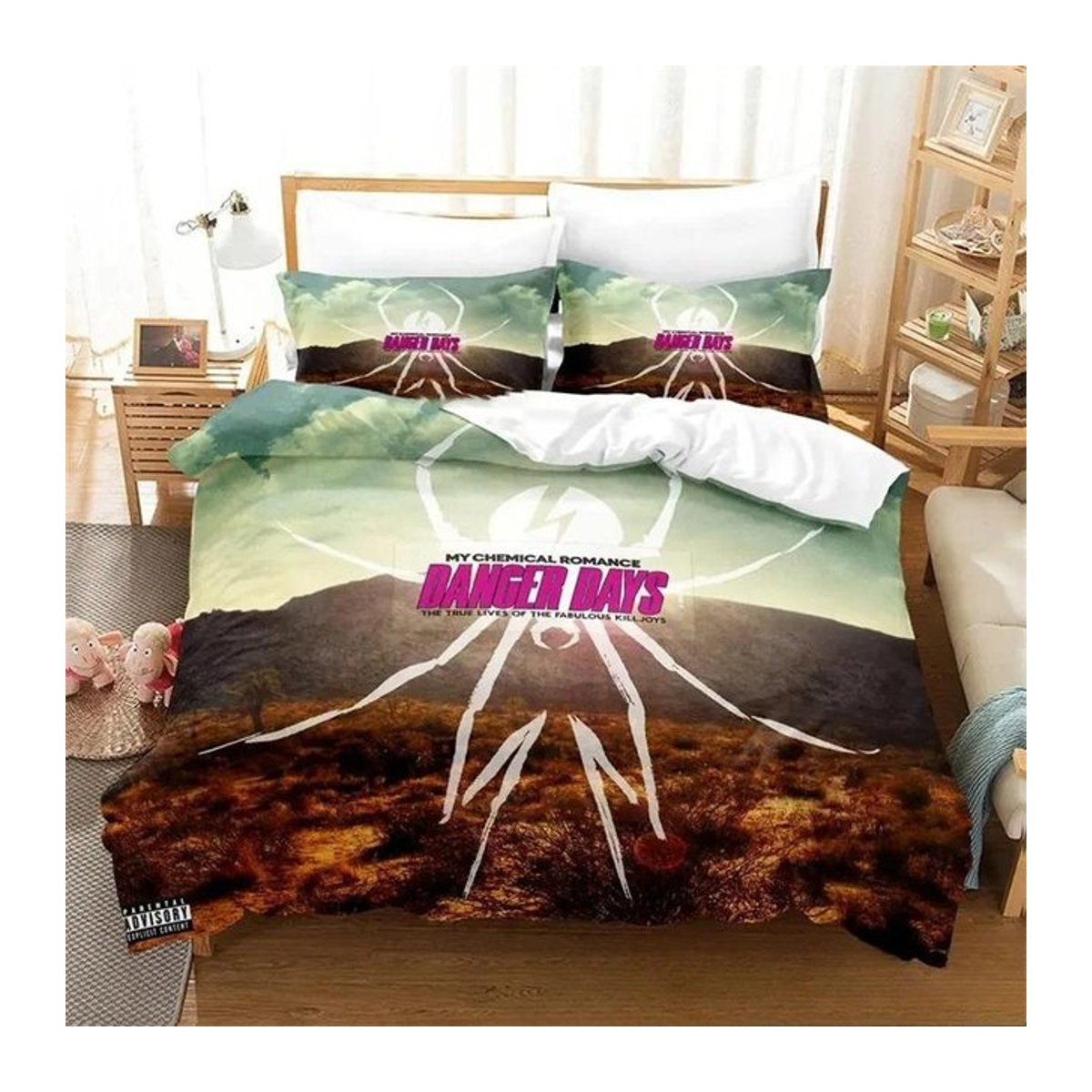 My Chemical Romance Bettwäsche-Set mit 3D-Druck, Bettbezug und Bettdecke-Set, 2-teilig, B: 133 cm, L: 200 cm (Annahme basierend auf Standardformat, falls 70x133cm die Maße sind: B: 133 cm, L: 70 cm) - Bild 1