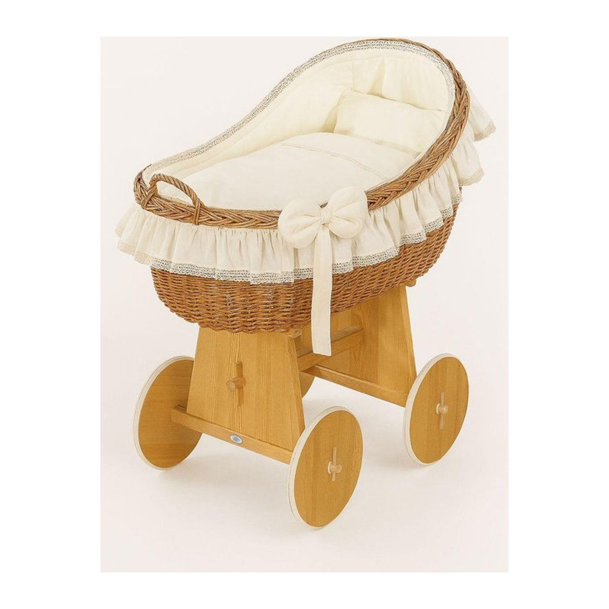 MY SWEET BABY Moseskorb Carina aus Holz mit Korb-Abdeckung und Bettwäsche in Natur und Creme - Bild 1
