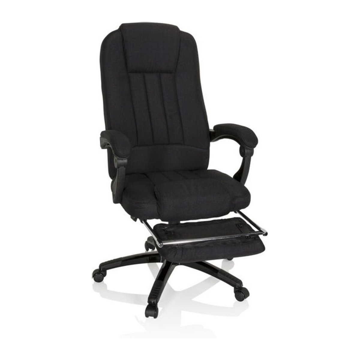 Mybuero Chefsessel Relax CL190 mit Fußablage und Armlehnen aus Stoff in Schwarz - Bild 1