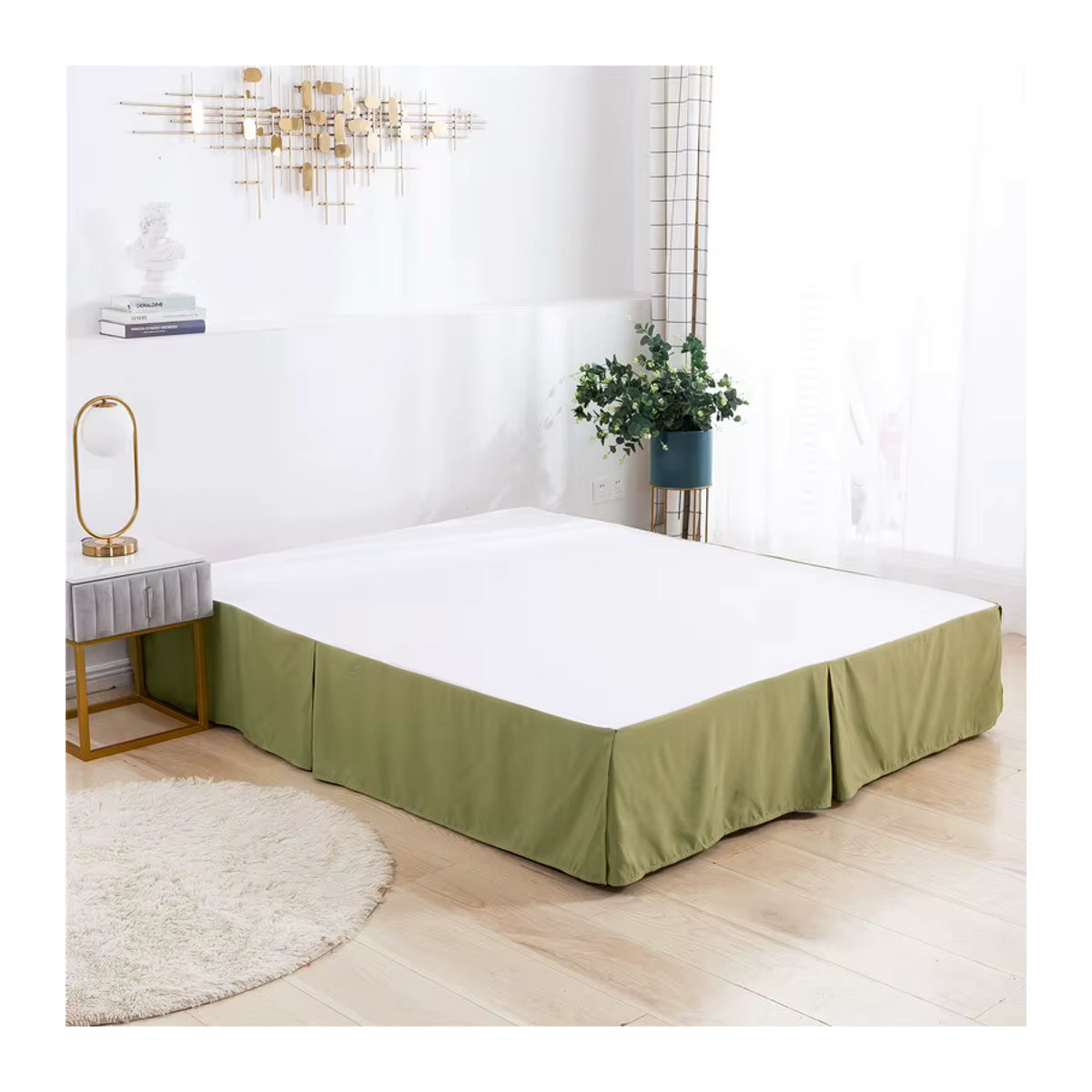 Mystybloom Bettrock aus gebürstetem Stoff in Grün, rutschfester Matratzenbezug für Twin, Full, Queen und King Size Betten - Bild 2
