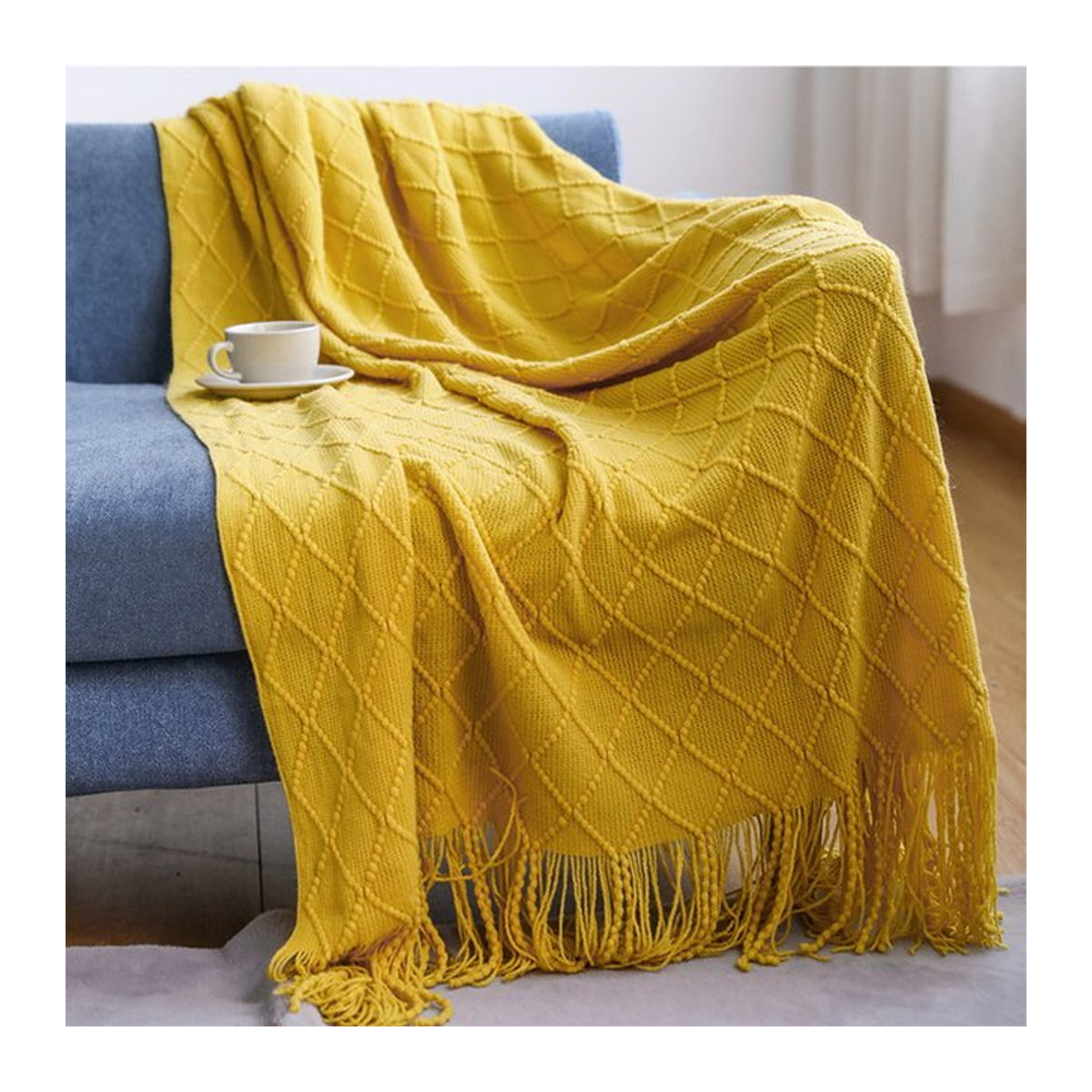 Mystybloom Strickdecke Nordic Design weich und gemütlich für Sofa und Bett - Bild 1