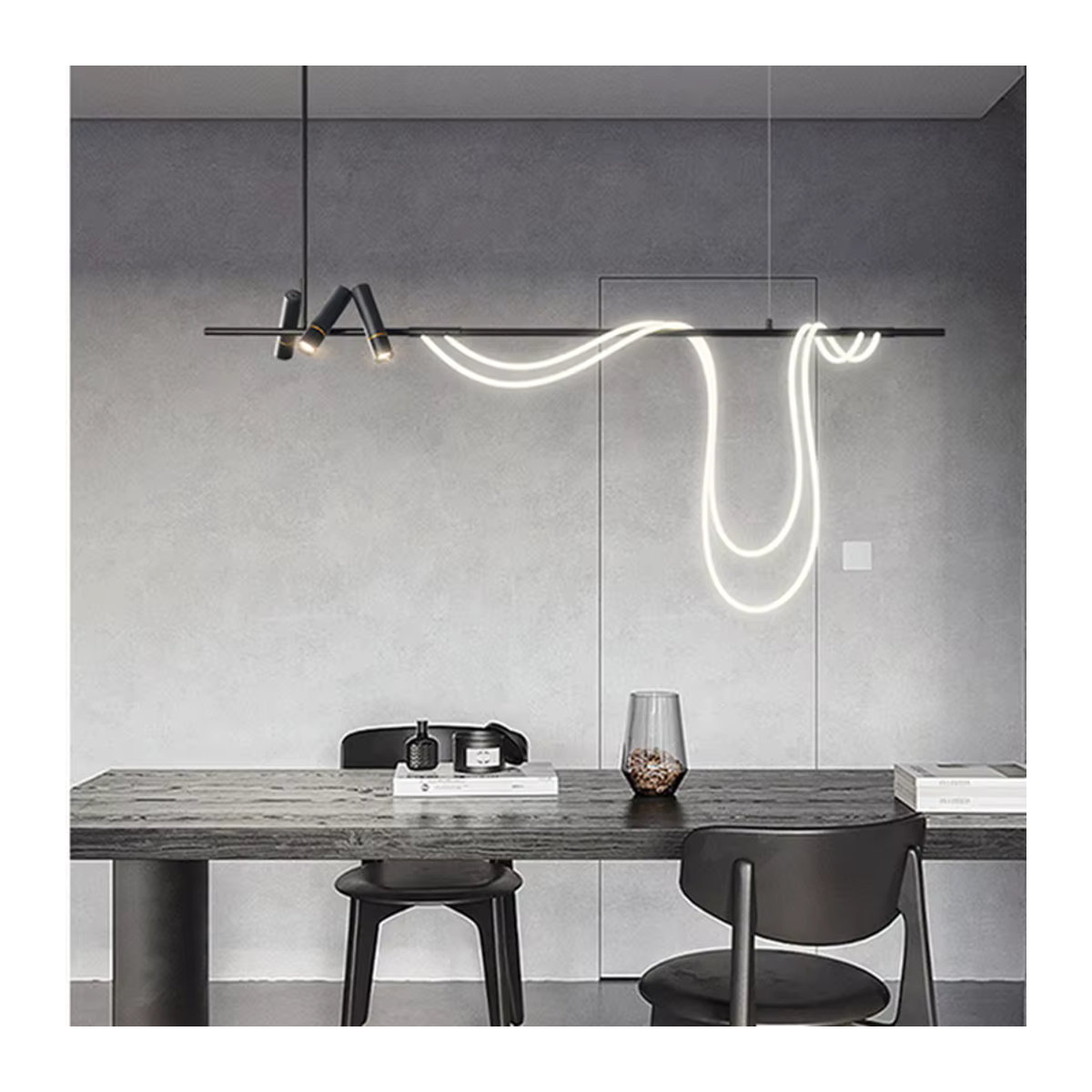 MZISOSOD Modern LED Kronleuchter in Schwarz aus Aluminium für Esszimmer, Küche oder Bar - Bild 3