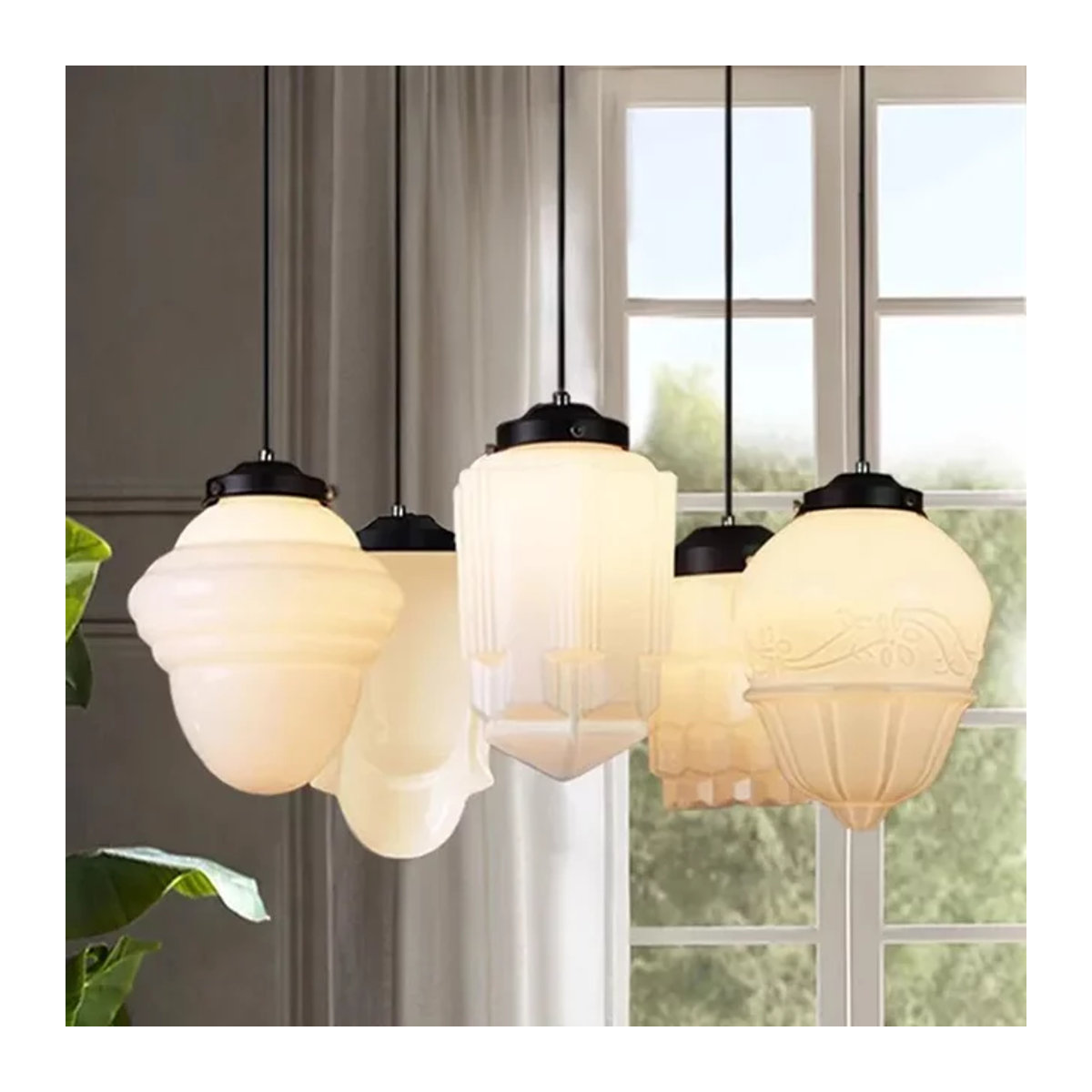MZISOSOD Moderne Glas-LED-Pendelleuchte in Weiß für Wohnzimmer, Esszimmer und Küche - Bild 1