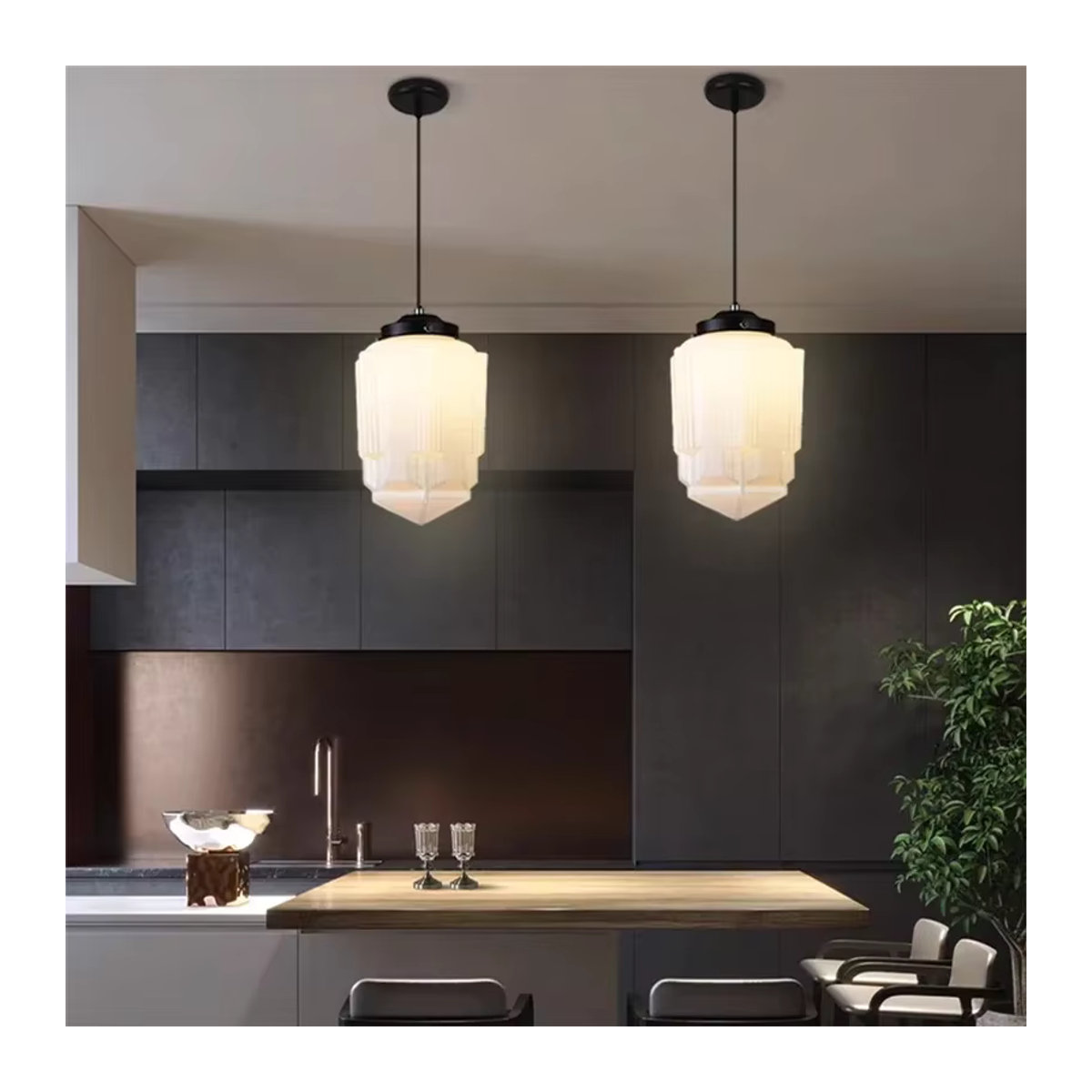MZISOSOD Moderne Glas-LED-Pendelleuchte in Weiß für Wohnzimmer, Esszimmer und Küche - Bild 2