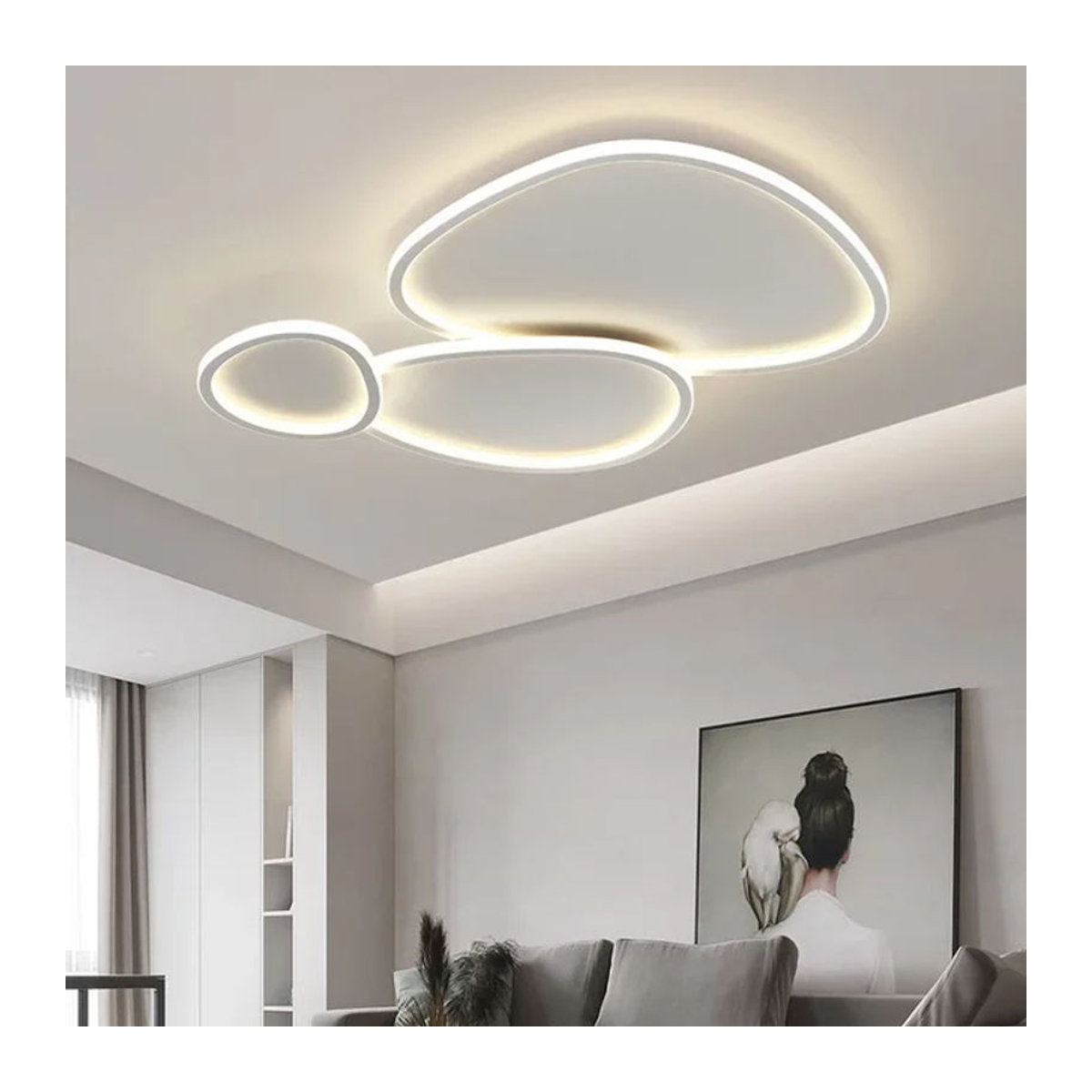 MZISOSOD Skandinavische LED Deckenlampe in Weiß mit Dimmer aus Metall für Wohnzimmer Schlafzimmer und Badezimmer - Bild 1