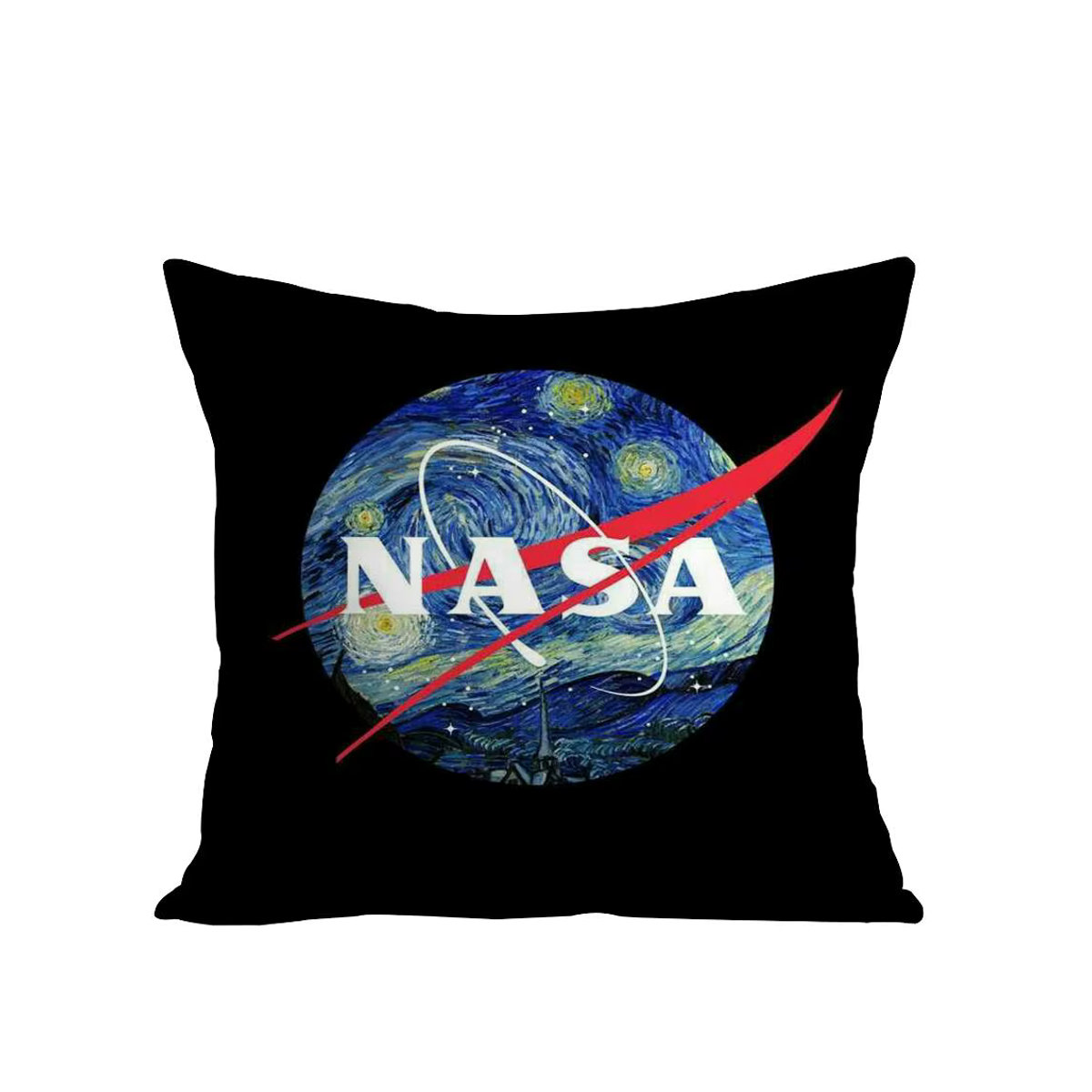 N-Nasa Space Kissenbezug aus weichem Plüschstoff in Schwarz, doppelseitig bedruckt und ästhetisch gestaltet - Bild 7