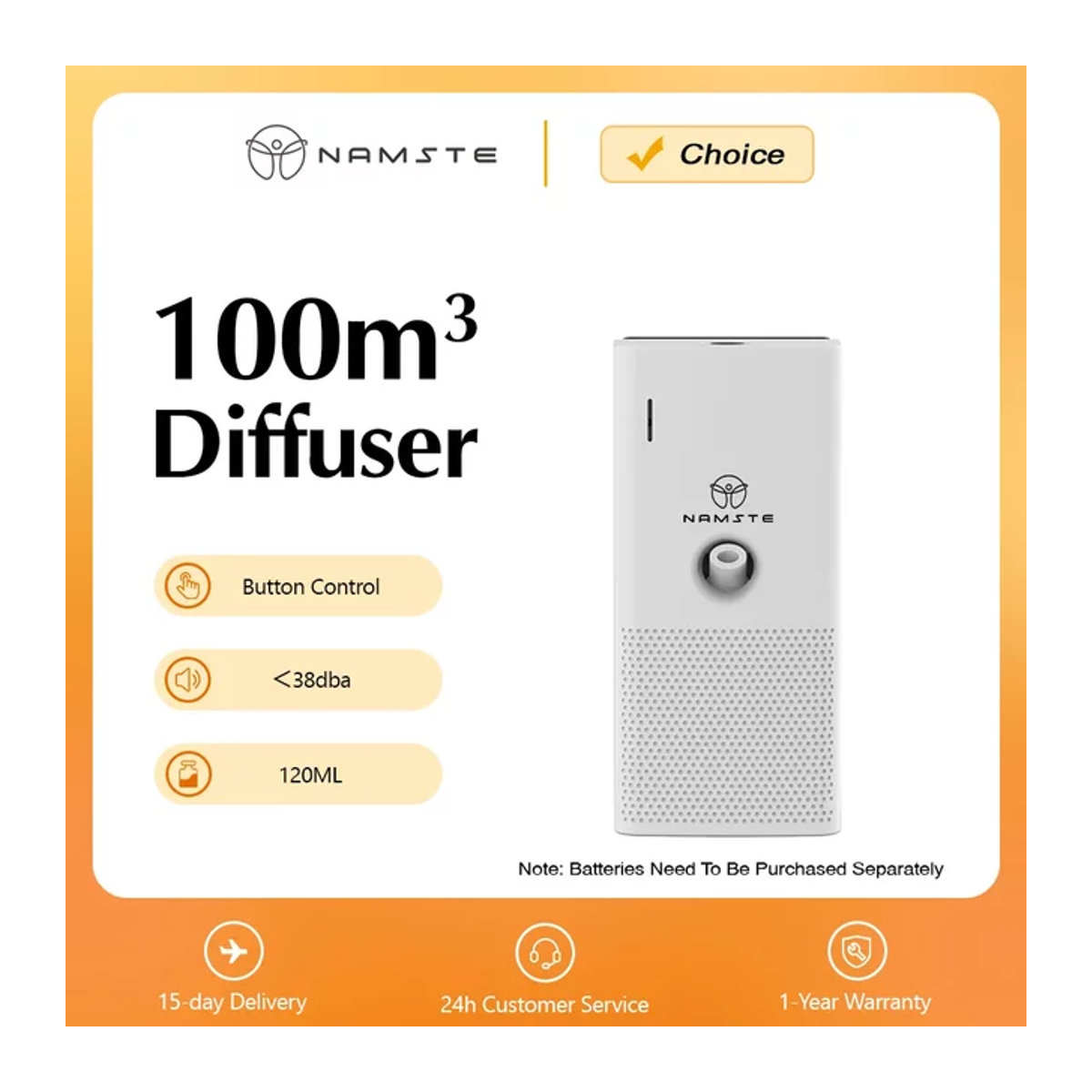 Namaste Akku-Aroma-Diffusor in Weiß für bis zu 100 m3, elektrischer Raumduft-Lufterfrischer aus Kunststoff für kleine Räume - Bild 1