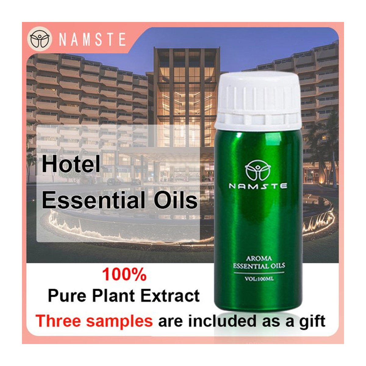 NAMASTE Aroma Diffusor mit ätherischem Öl 100ml in Grün aus Glas und Bambus - Bild 1