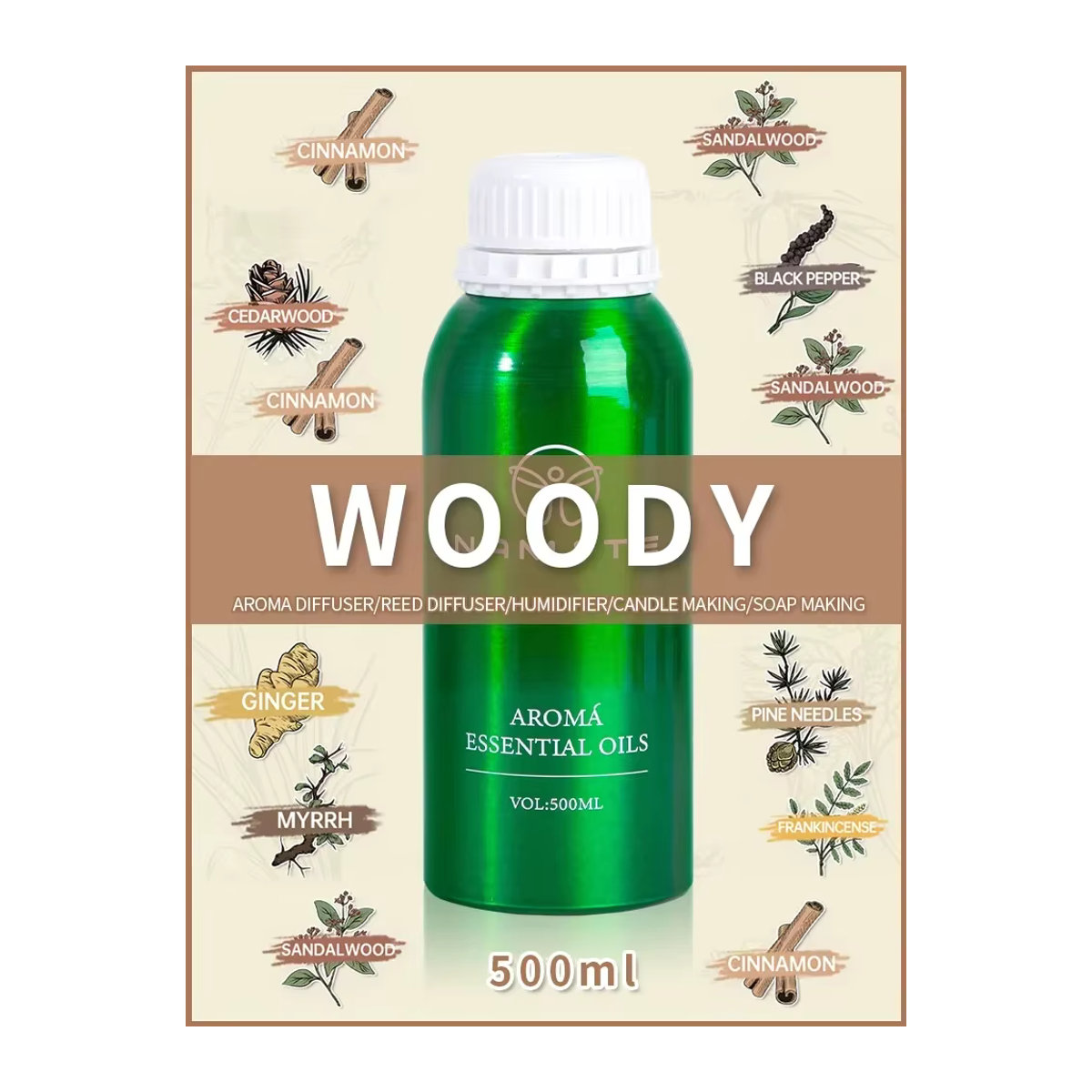 NAMASTE Diffusor Woody Collection mit ätherischem Zimtöl, 500 ml - Bild 4