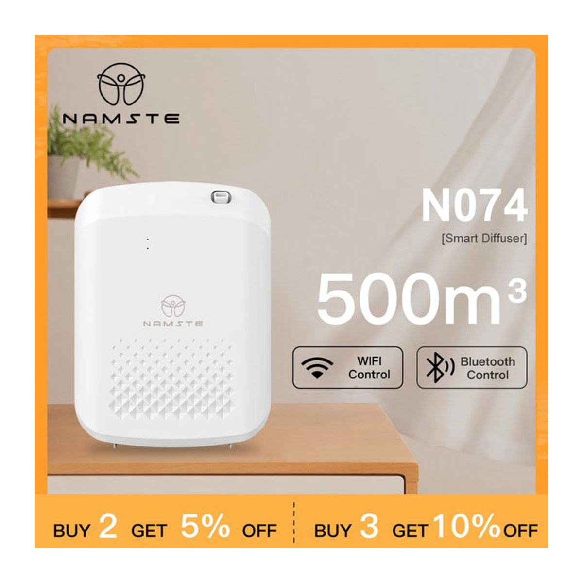 NAMASTE Intelligenter Aroma-Diffusor in Weiß mit Bluetooth-Steuerung für große Räume bis 1000 m3 - Bild 1