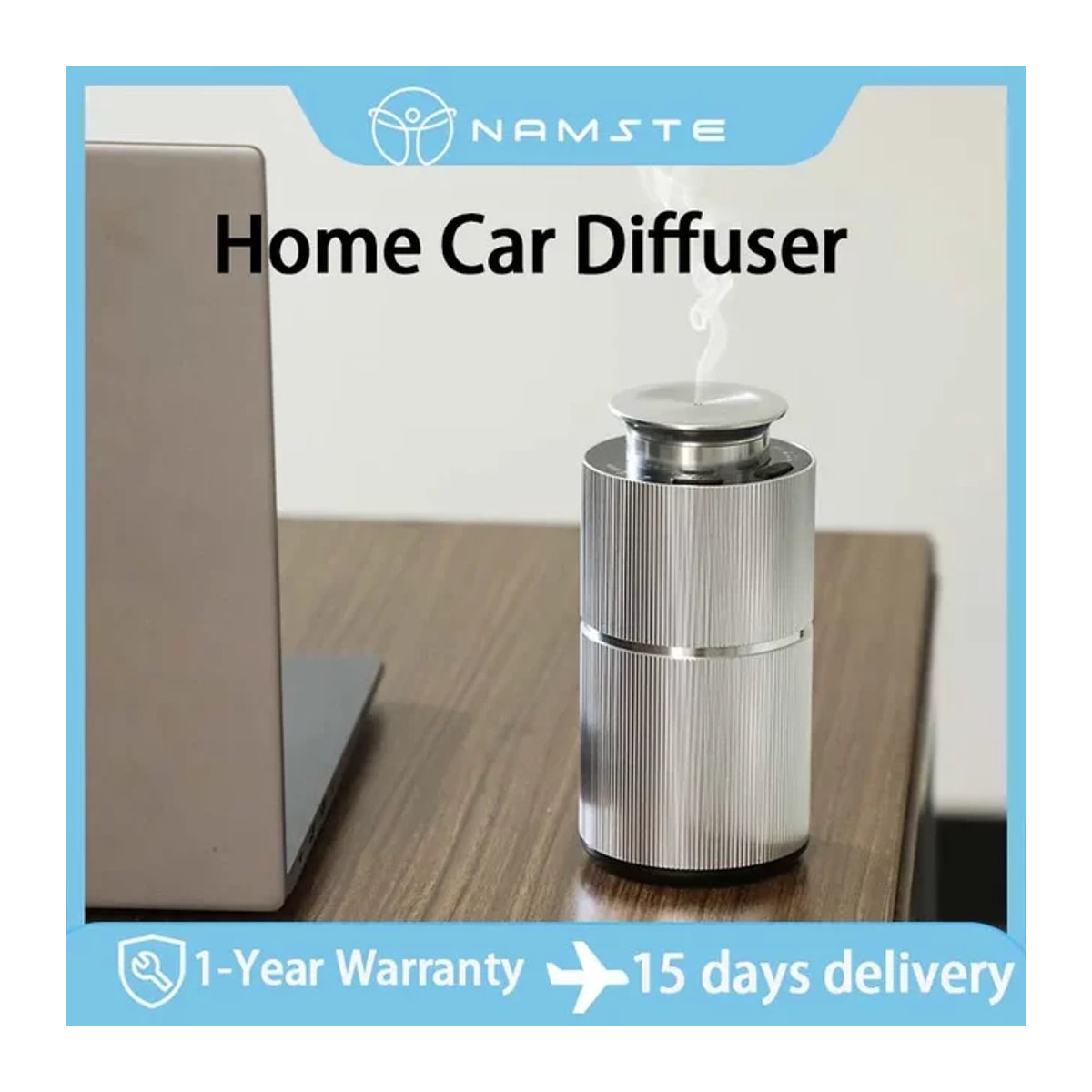 NAMASTE USB-Lade-Diffuser elektrischer Duftzerstäuber mit 20 ml Füllmenge in Schwarz und Silber - Bild 1