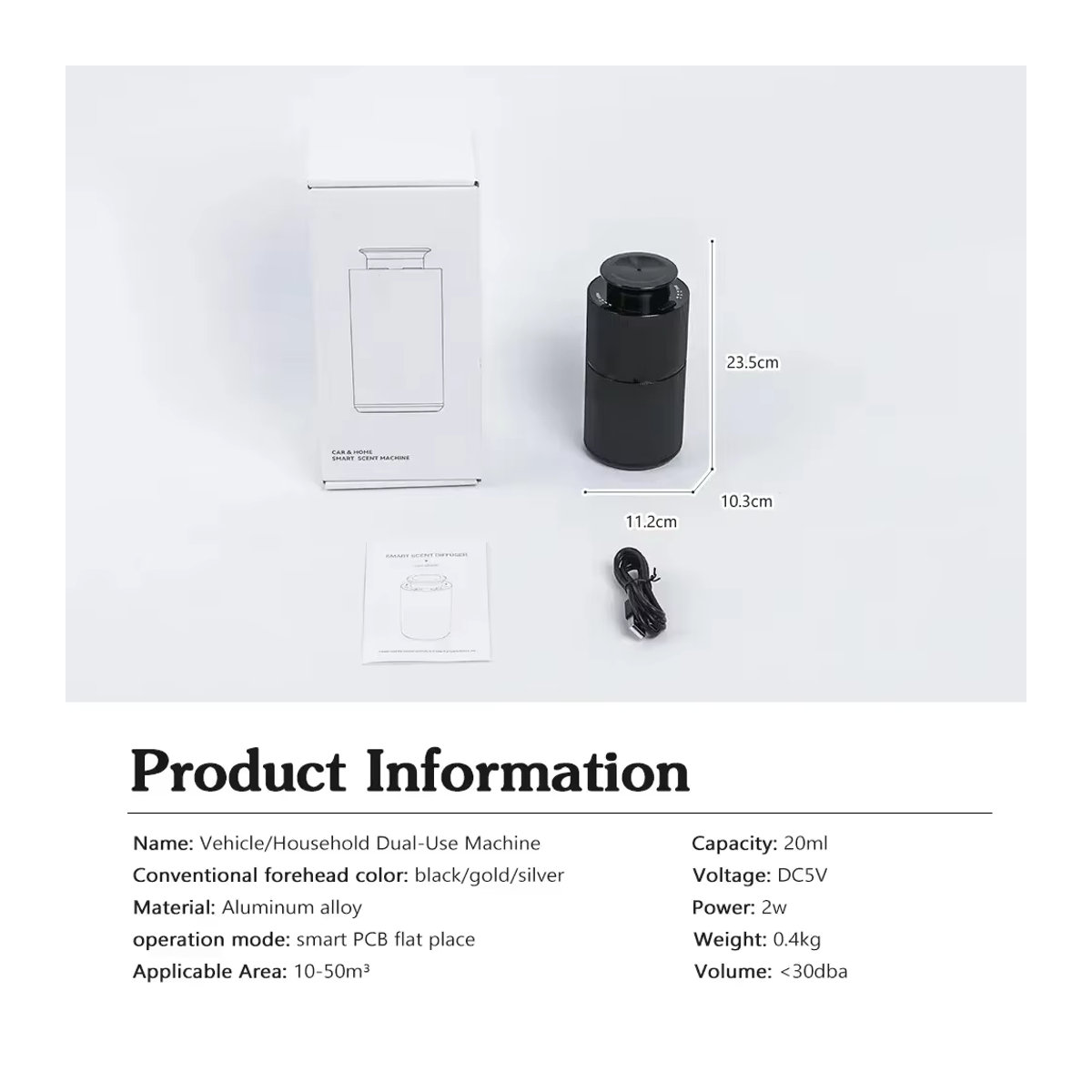 NAMASTE USB-Lade-Diffuser elektrischer Duftzerstäuber mit 20 ml Füllmenge in Schwarz und Silber - Bild 5