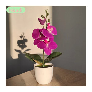 NANDI Kunstblume Schmetterlings-Orchidee in Lila, einzelner Stiel als Dekoration für Hochzeit und Heim