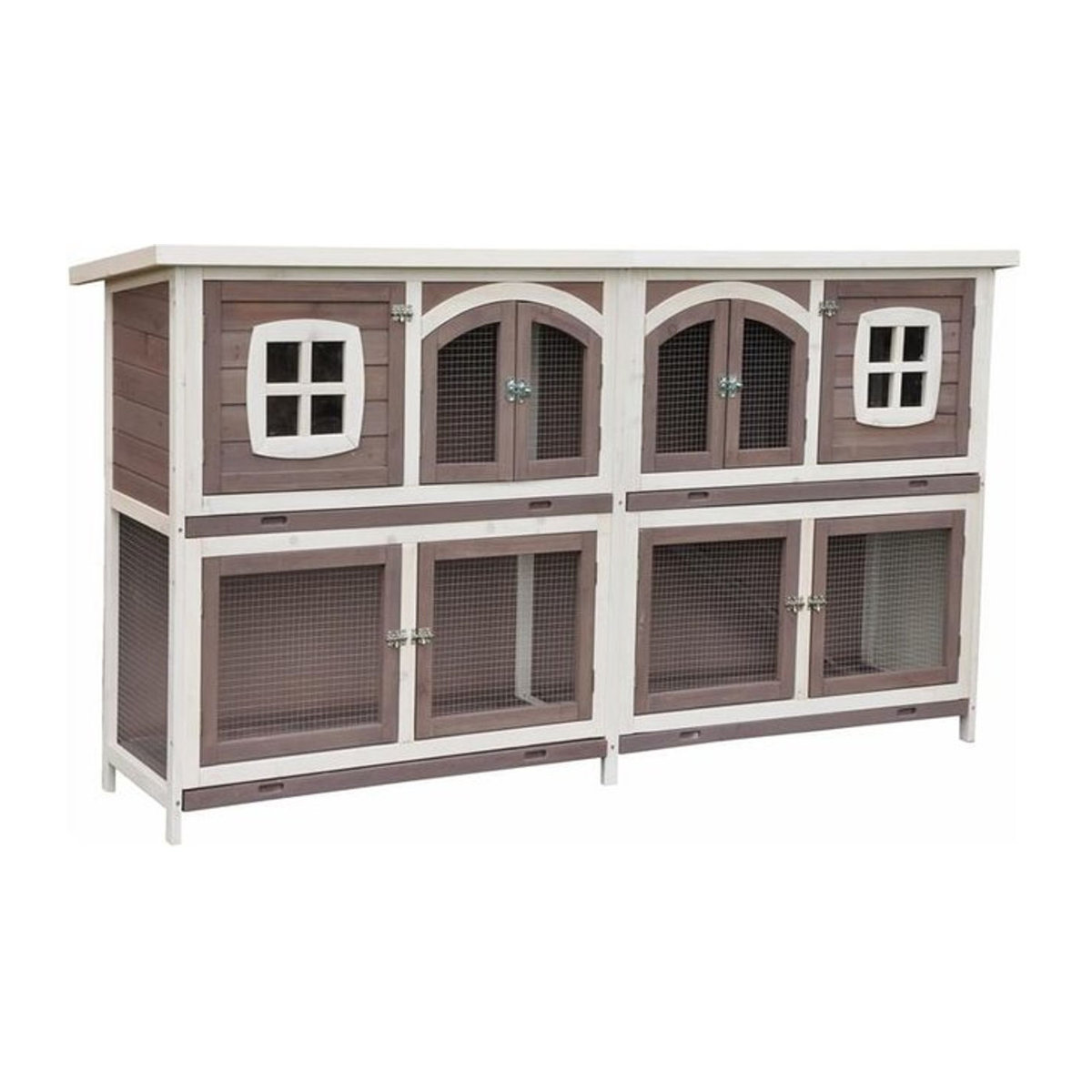 Nanook XXL Kleintierstall aus Massivholz in Taupe Meliert B/T/H: 211 x 52 x 107 cm - Bild 1
