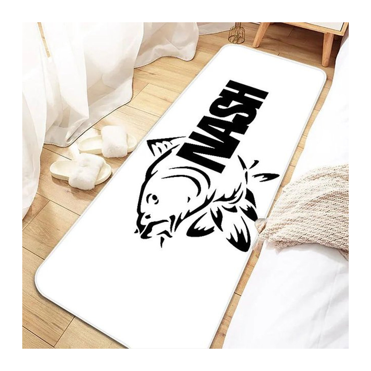Nash Fishing Logo rutschfeste und waschbare Fußmatte für Eingang, Küche, Wohnzimmer, Flur oder Badezimmer mit Angler-Heimdeko, B/T: 40 x 120 cm - Bild 1