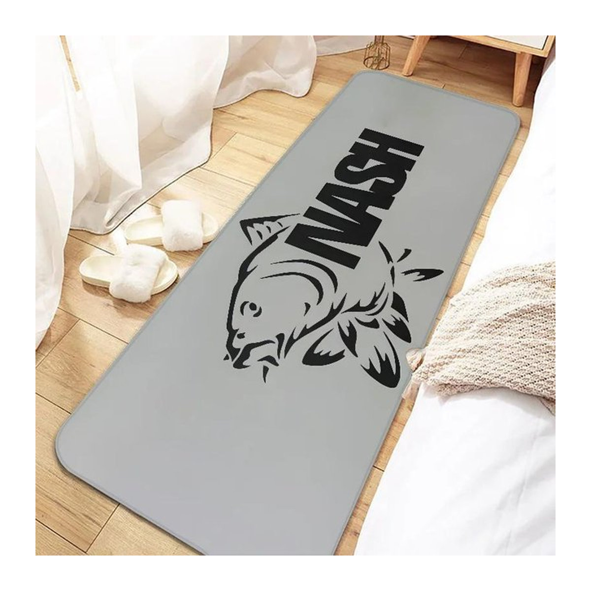 Nash Fishing Logo rutschfeste und waschbare Fußmatte für Eingang, Küche, Wohnzimmer, Flur oder Badezimmer mit Angler-Heimdeko, B/T: 40 x 120 cm - Bild 1
