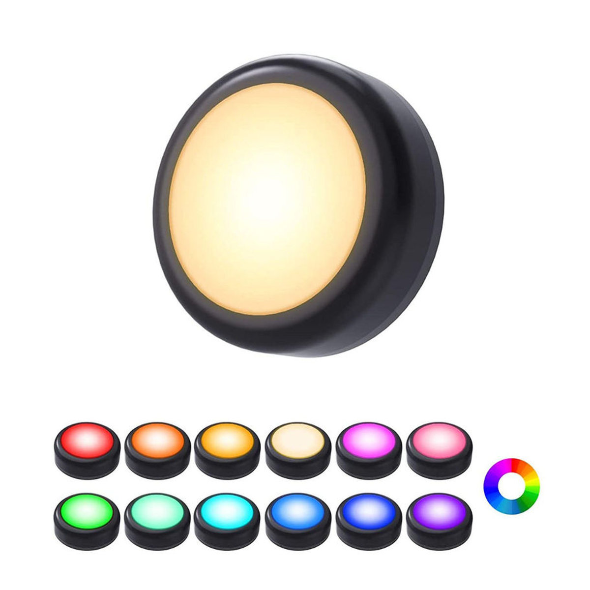 NATAWA 3er-Set RGB LED Nachtlichter mit Fernbedienung, dimmbare kabellose Unterbauleuchten aus Kunststoff für die Möbelbeleuchtung in der Küche, Bunt - Bild 3