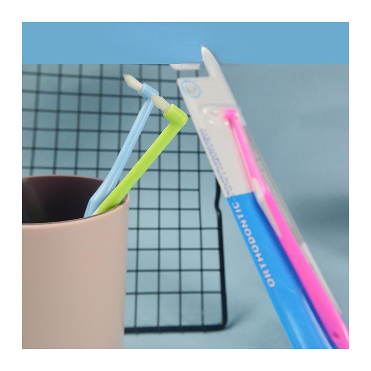 NATAWA Kieferorthopädische Interdentalbürste mit weichen Borsten für die Zahnreinigung in Rosa - Bild 2