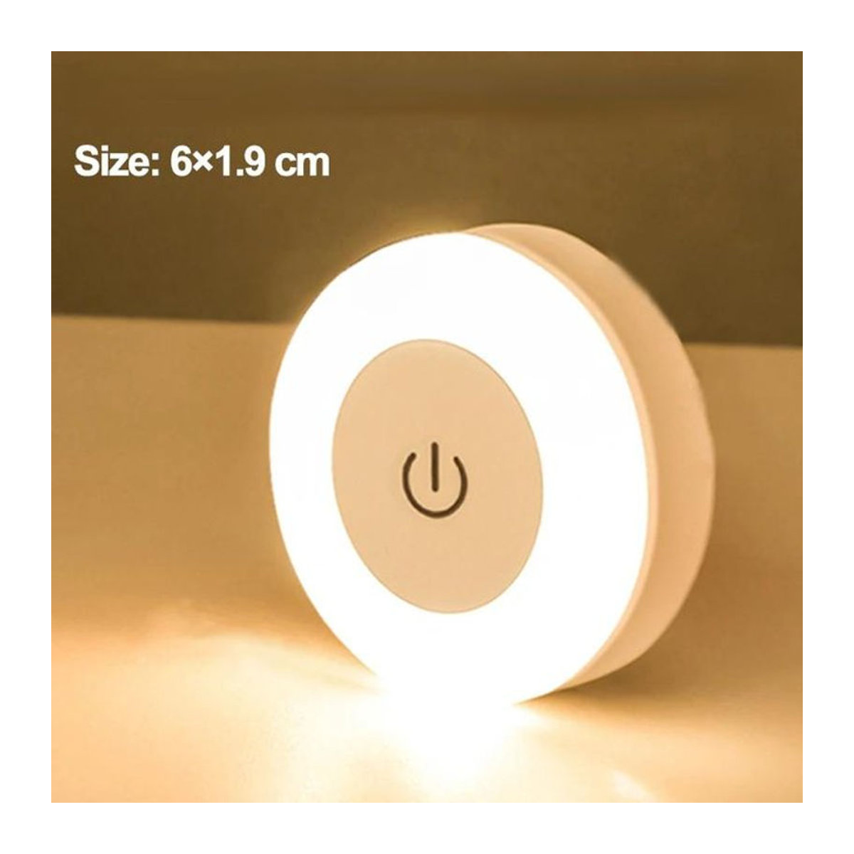 NATAWA Mini LED Nachtlicht mit Touch-Sensor, USB aufladbar, magnetische Basis, rund, warmweiß, minimalistisch - Bild 1