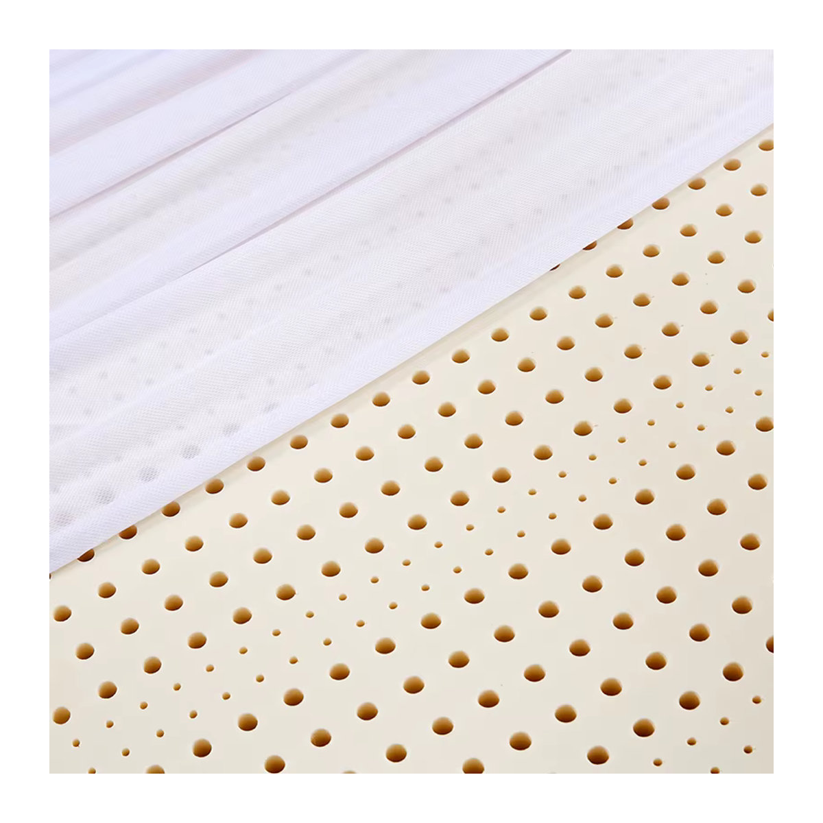 Natur-Latex Matratze aus Thailand mit Bezug in Beige und Weiß, B/T/H: 180 x 150 x 12 cm - Bild 4