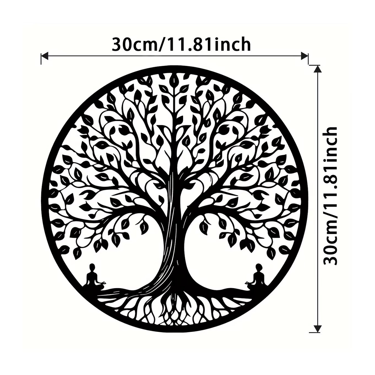 Naturbaum Retro Eisenbaum des Lebens Wandkunst aus Metall in Schwarz, runde lasergeschnittene Linienkunst für deine Wanddekoration - Bild 2