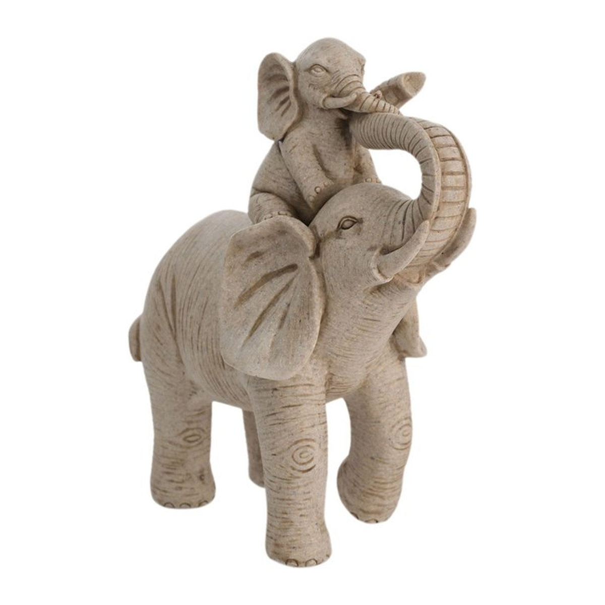 Naturecraft Collection Tierfigur Elefant & Kalb in grau mit Sandstein-Finish aus Polyresin, Höhe: 18,2 cm, Breite: 15,7 cm, Tiefe: 8,3 cm - Bild 1