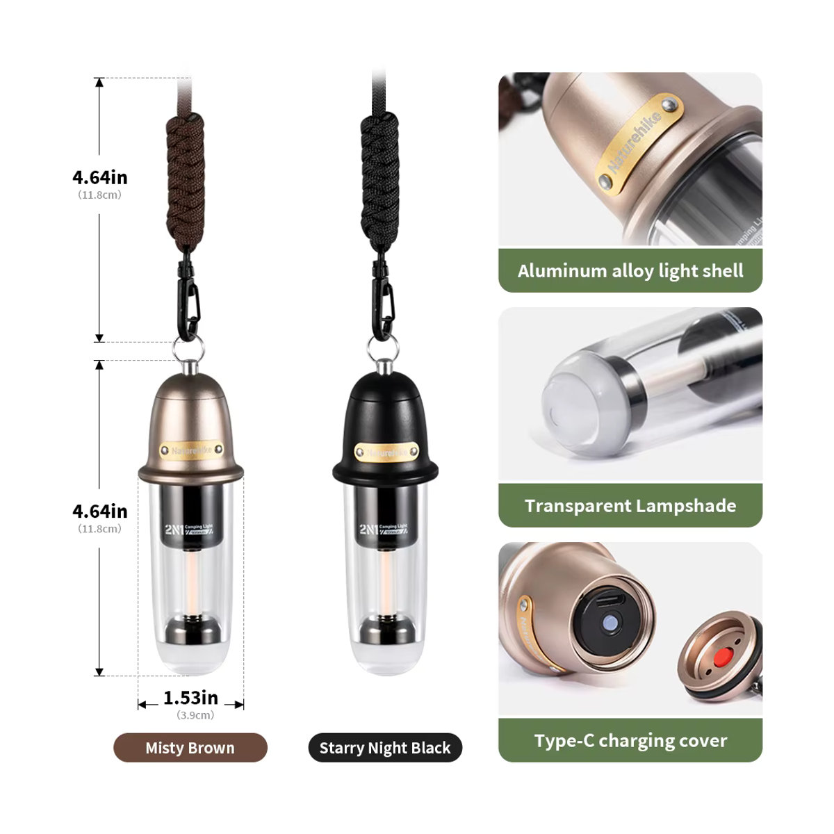 Naturehike Retro Camping Taschenlampe Wasserdicht mit Typ-C Anschluss und Umgebungslicht für Outdoor und Wandern - Bild 6