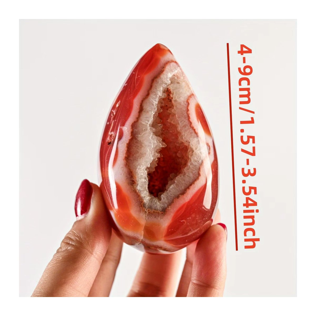 Natürliche Karneol Druzy Geode in Ei-Form aus Bergkristall für spirituelle Energie und Gleichgewicht - Bild 4