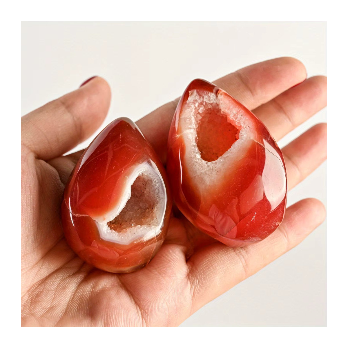 Natürliche Karneol Druzy Geode in Ei-Form aus Bergkristall für spirituelle Energie und Gleichgewicht - Bild 5
