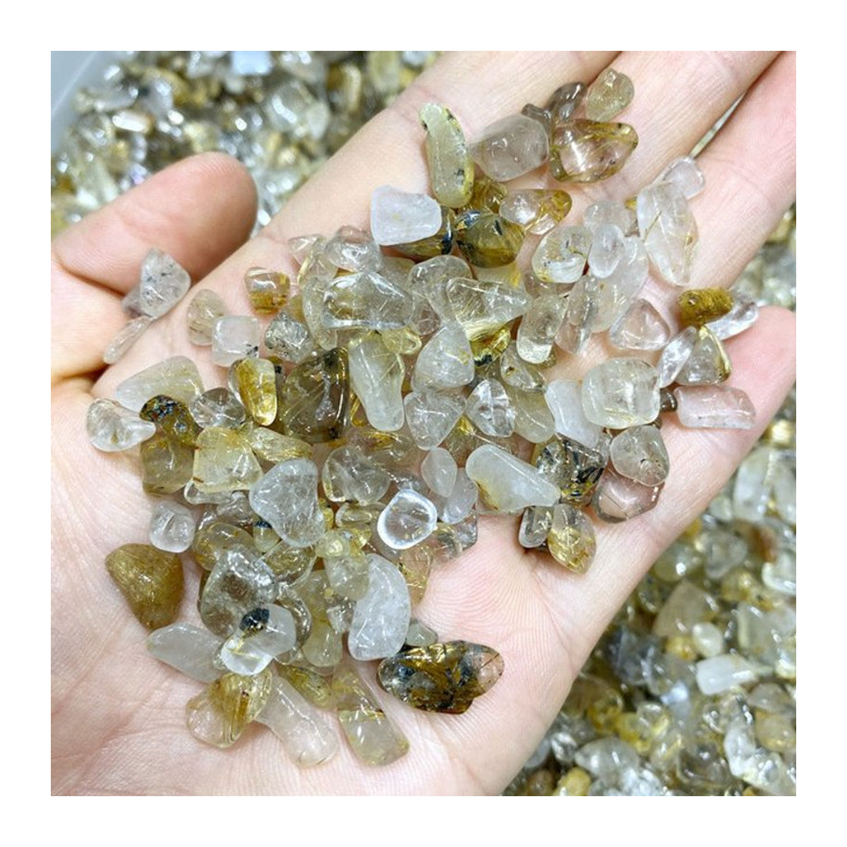 Natürliche Quarz Rutil Steine von STONE BROTHERS, 100g getrommelte Kristalle und Mineralien in Mehrfarbig, unregelmäßige Form für Aquarium und Dekoration - Bild 1