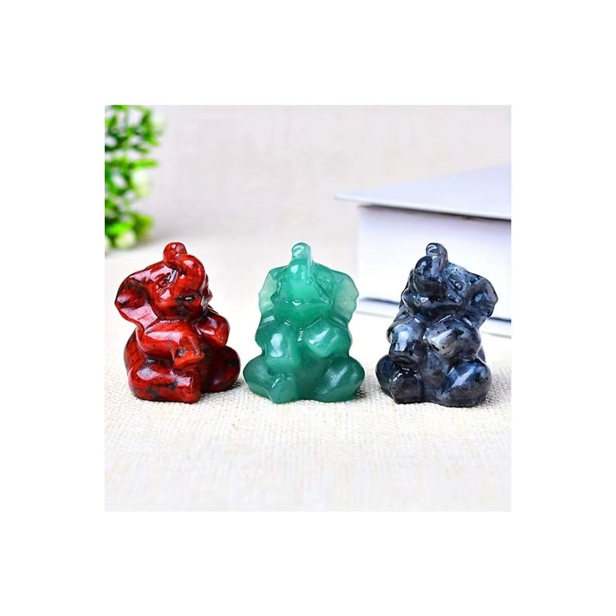 Natürlicher Labradorit Elefant als grüner Kristall-Worry-Stone für Meditation und Schmuckherstellung, Größe: 3,5 cm - Bild 3