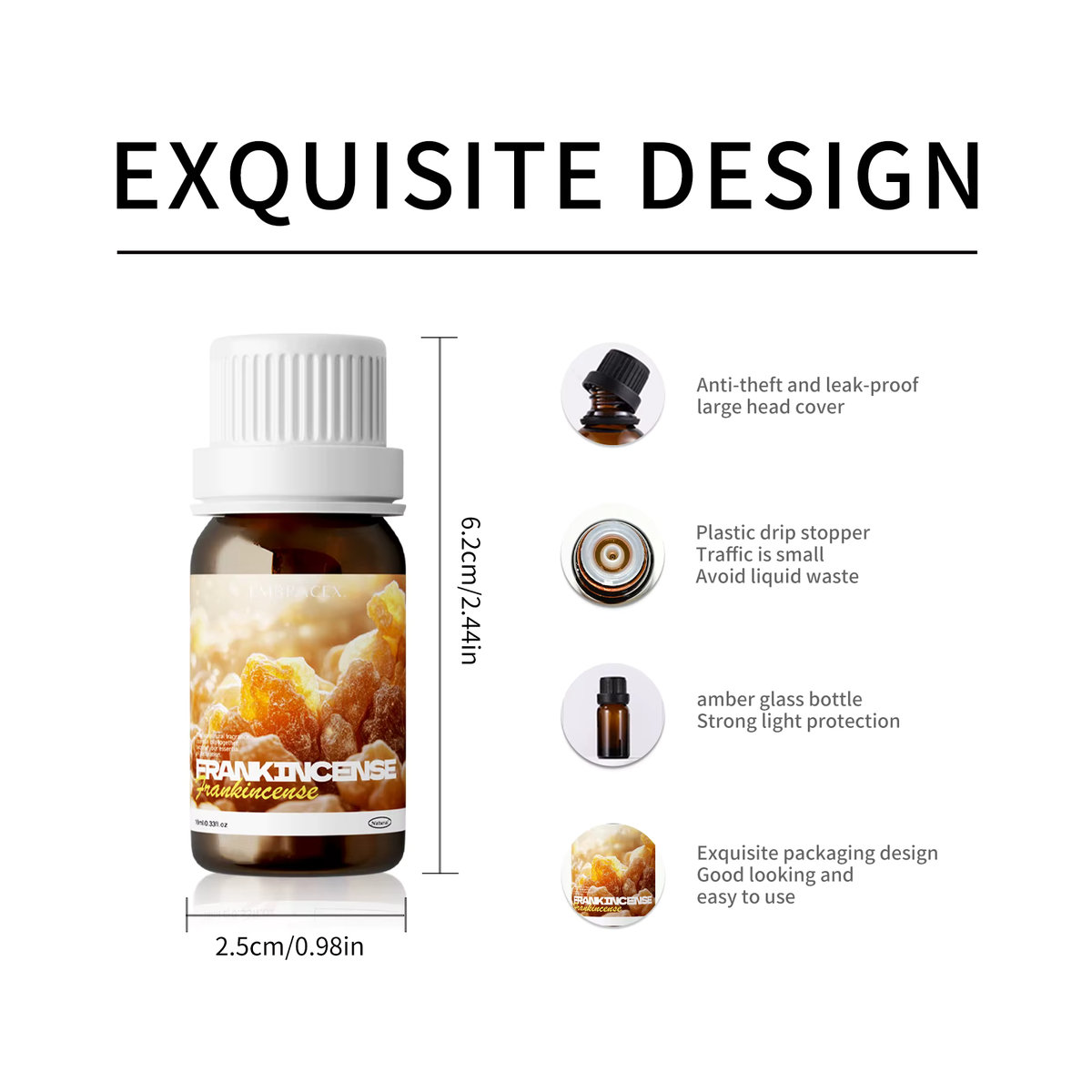 Natürliches Massageöl von EMBRACEX mit ätherischem Weihrauch und Mastix zur Entspannung der Muskeln, 10 ml - Bild 3