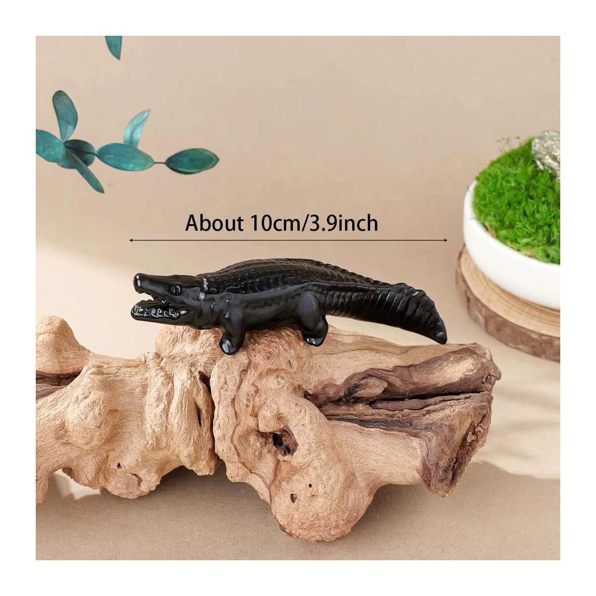Natürliches Obsidian Krokodil Ornament in Schwarz als kreative Feng Shui Dekoration für deinen Schreibtisch - Bild 2