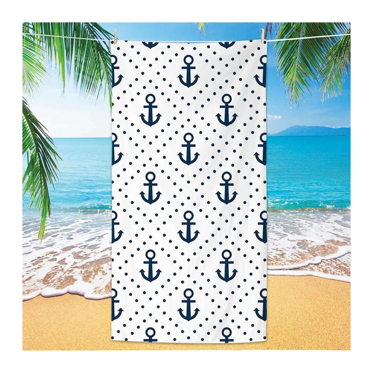 Nautical Muster Strandtuch aus Mikrofaser mit Digitaldruck, schnelltrocknend und leicht, Breite: 30 cm, Höhe: 60 cm - Bild 1