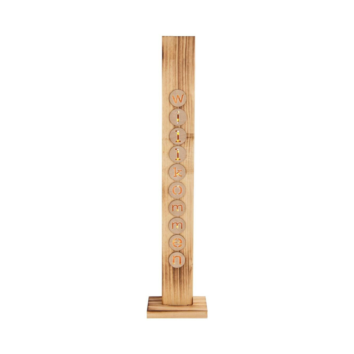 Näve Leuchten LED-Dekoleuchte Willkommen aus Holz in Natur im Landhaus- und Skandinavischen Stil B/H/T: 10 x 82 x 18 cm - Bild 1