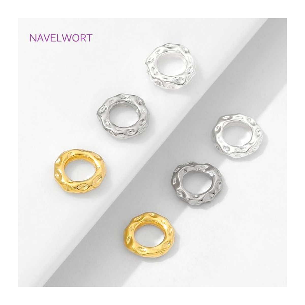 NAVELWORT Perlen-Trenner aus 18 Karat vergoldetem Messing für Schmuck DIY-Zubehör in Gold, Silber und Bunt, 5,7 mm und 7,7 mm - Bild 1