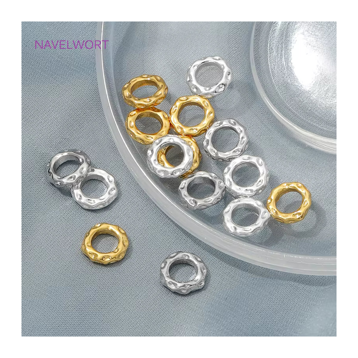 NAVELWORT Perlen-Trenner aus 18 Karat vergoldetem Messing für Schmuck DIY-Zubehör in Gold, Silber und Bunt, 5,7 mm und 7,7 mm - Bild 2