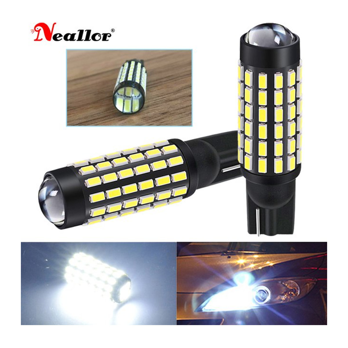 Neallor 2er Set High Power T10 LED Canbus Leuchtmittel mit 78 SMD 3014 Chips für Rückfahrlicht und Parklicht 12V - Bild 1