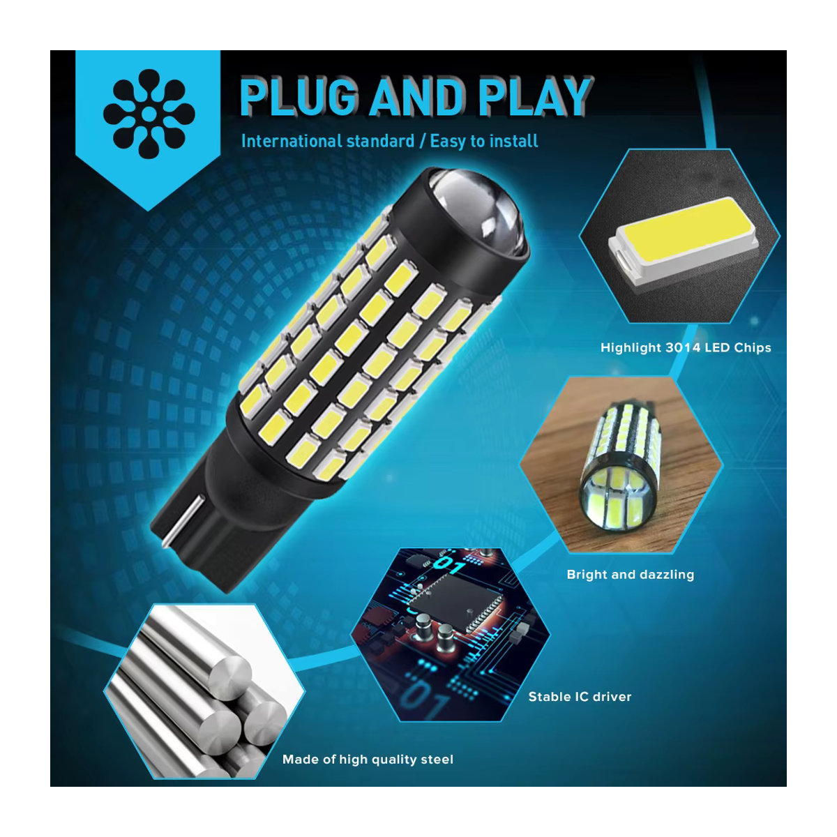 Neallor 2er Set High Power T10 LED Canbus Leuchtmittel mit 78 SMD 3014 Chips für Rückfahrlicht und Parklicht 12V - Bild 4